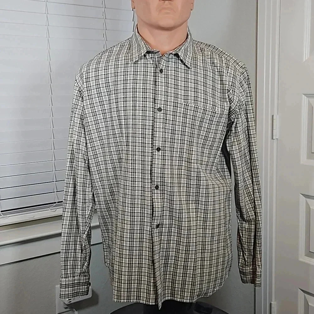 Filson Tracker Men's 3XL Cream Black Brown Plaid Cotton Shirt 11010792